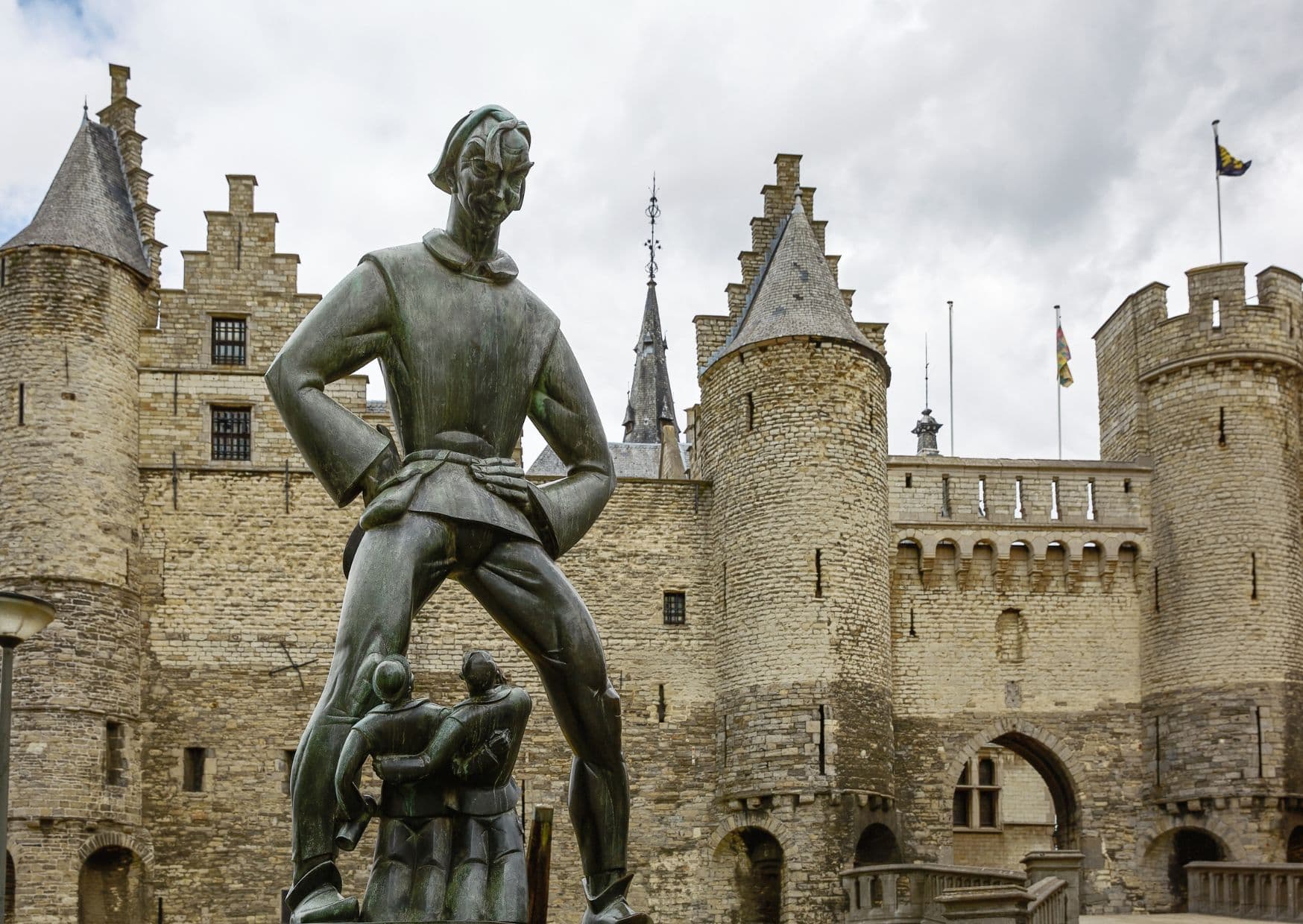 Antwerp Castle Het Steen with statue